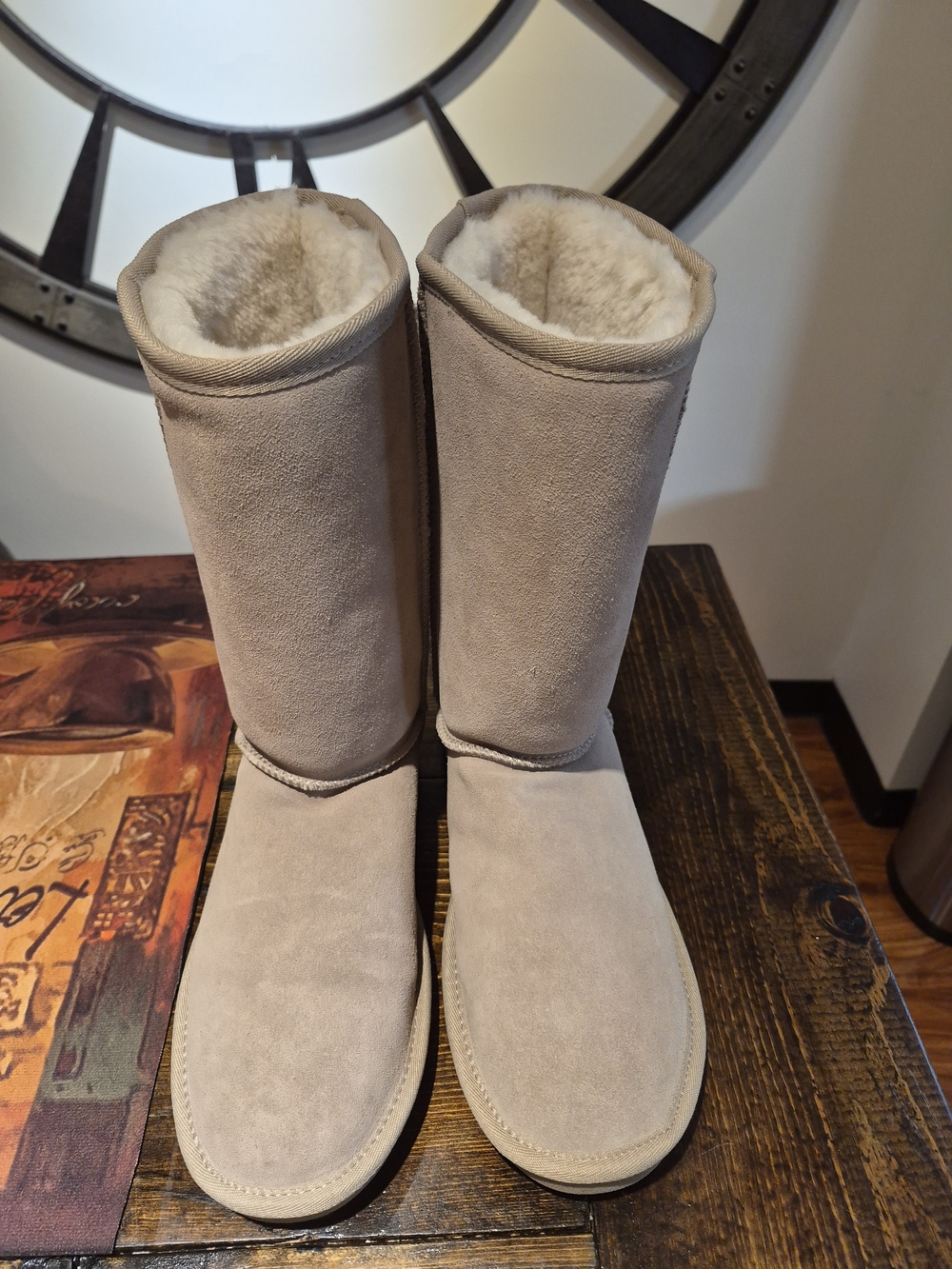 Dream Pairs Tall Suede Winter Boots in Light Taupe Beige